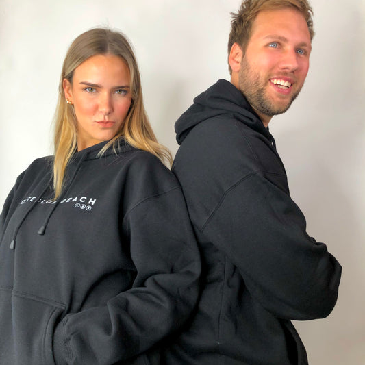 Black Unisex Hoodie - White Text