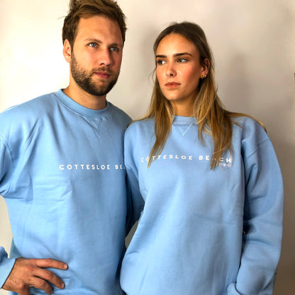 Sky Blue Unisex Crew Neck - White Text