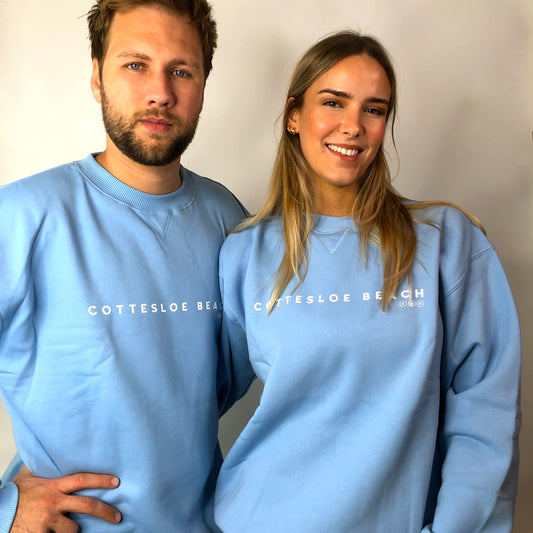 Sky Blue Unisex Crew Neck - White Text