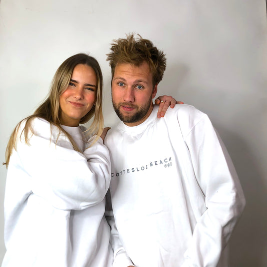 Unisex White Crew Neck- Grey Text