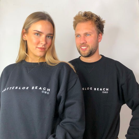 Black Unisex Crew Neck - White Text