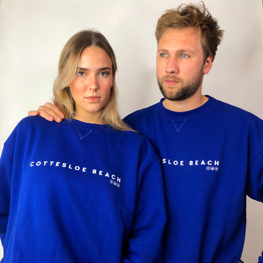 Royal Blue Unisex Crew Neck - White Text