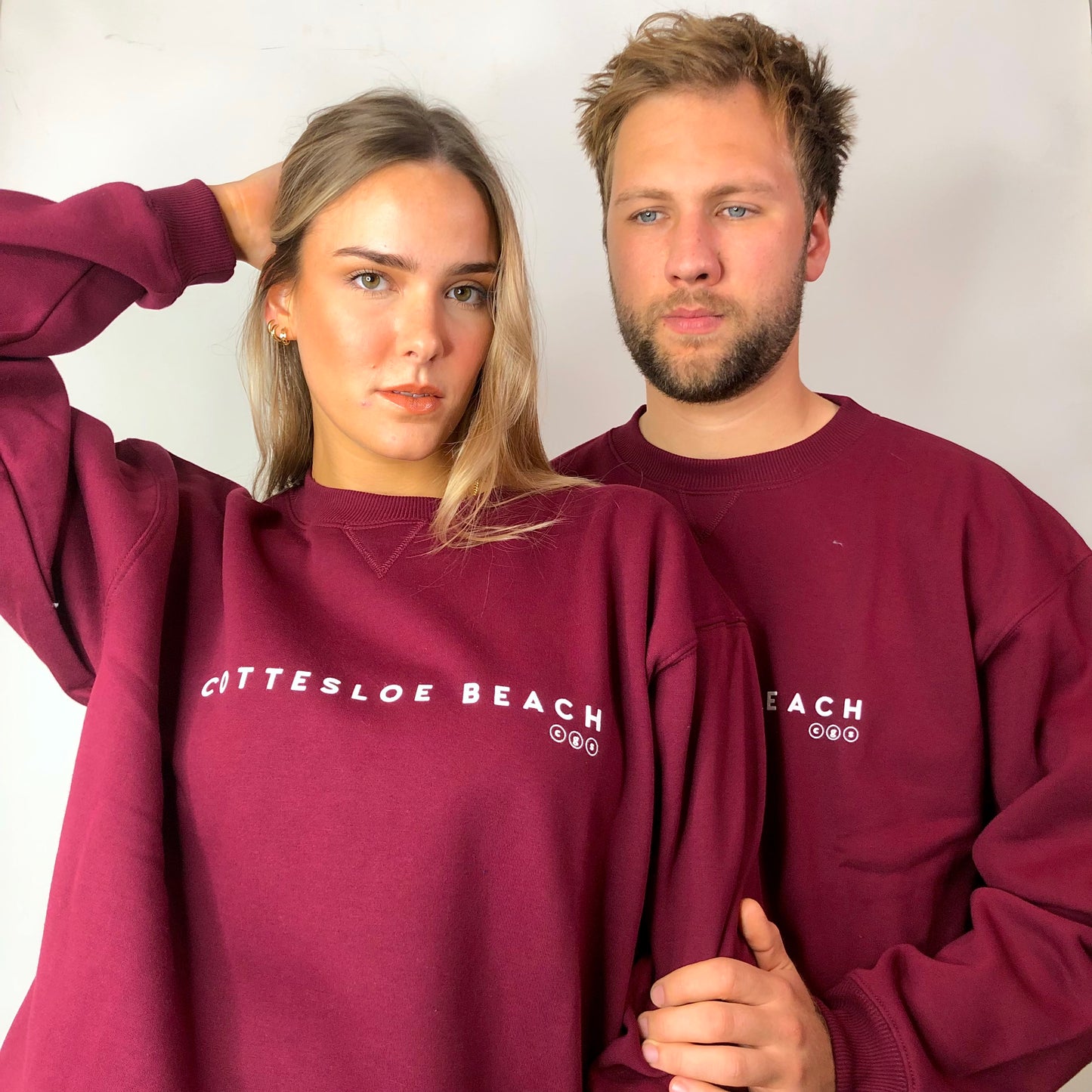 Maroon Unisex Crew Neck- White Text