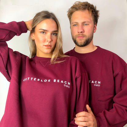 Maroon Unisex Crew Neck- White Text