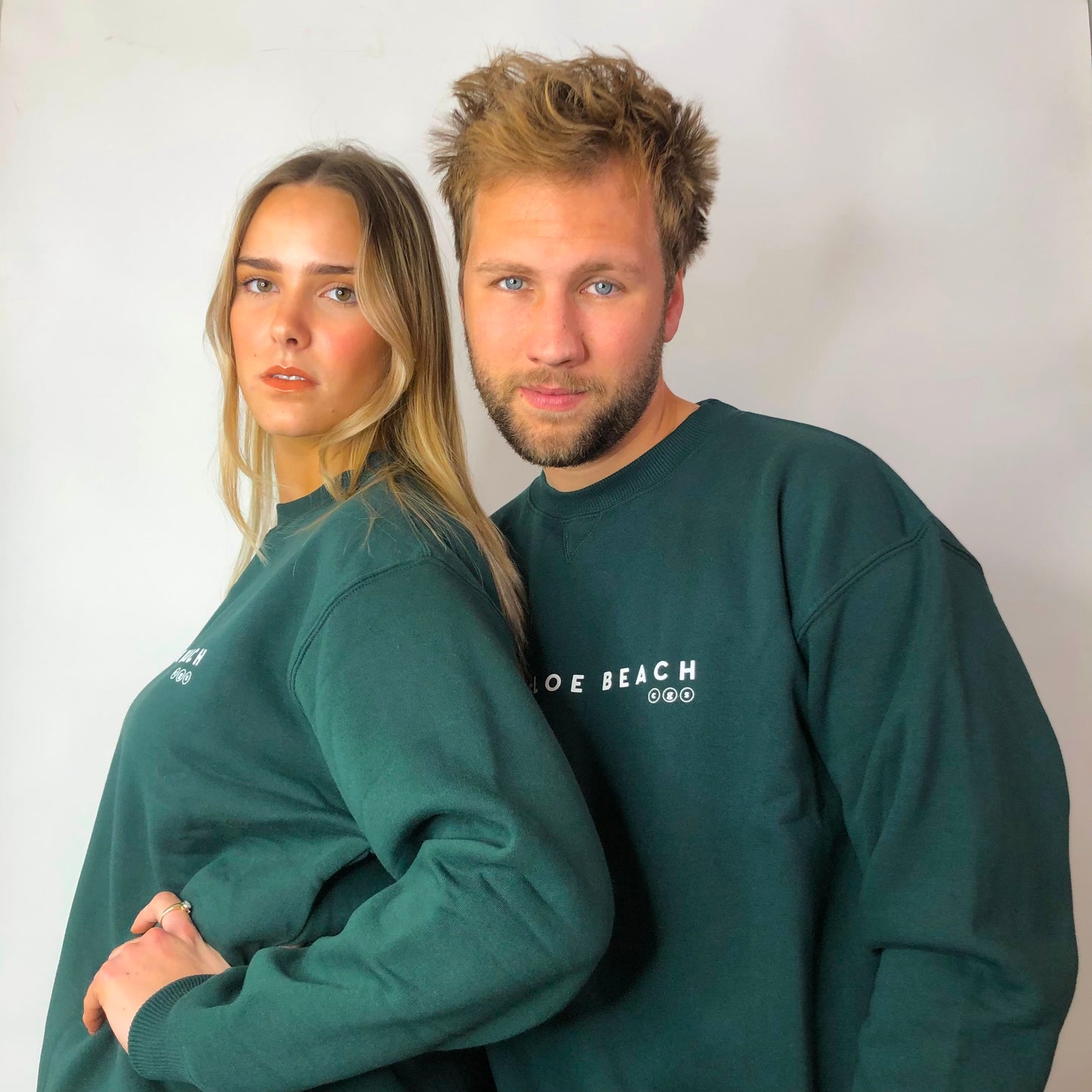 Bottle Green Unisex Crew Neck- White Text