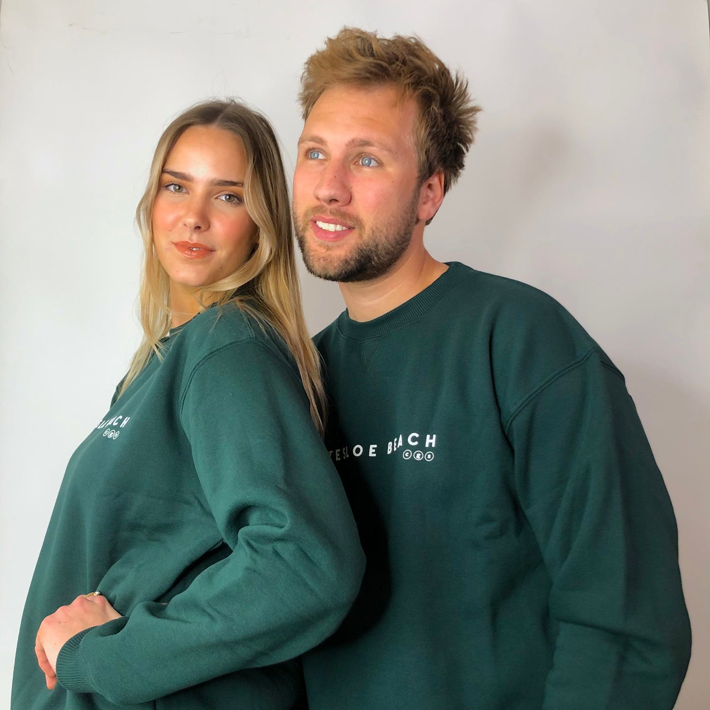 Bottle Green Unisex Crew Neck- White Text