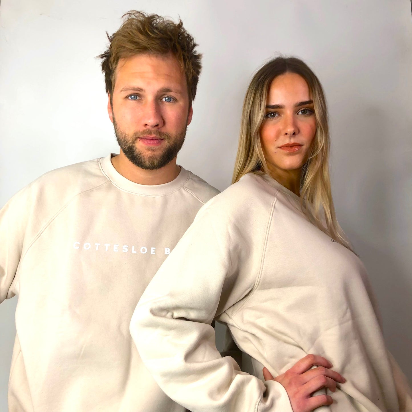Natural Premium Unisex Crew Neck - White Text