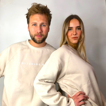 Natural Premium Unisex Crew Neck - White Text
