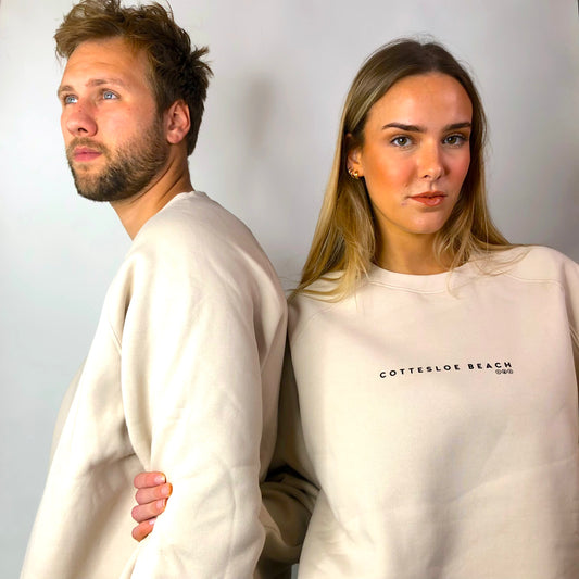 Natural Premium Unisex Crew Neck - Black Text