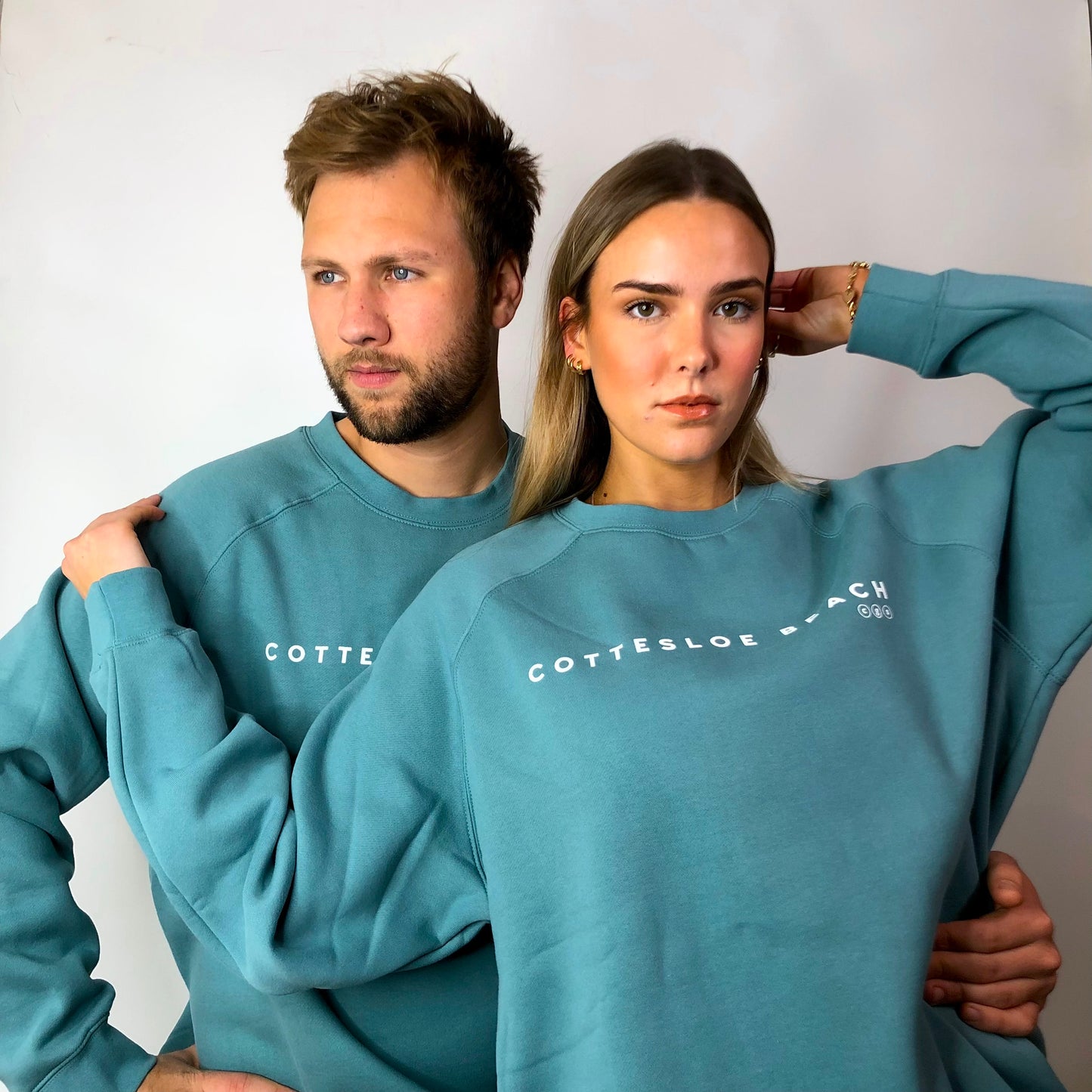 Slate Green Premium Unisex Crew Neck - White Text