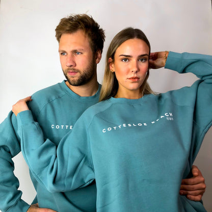 Slate Green Premium Unisex Crew Neck - White Text