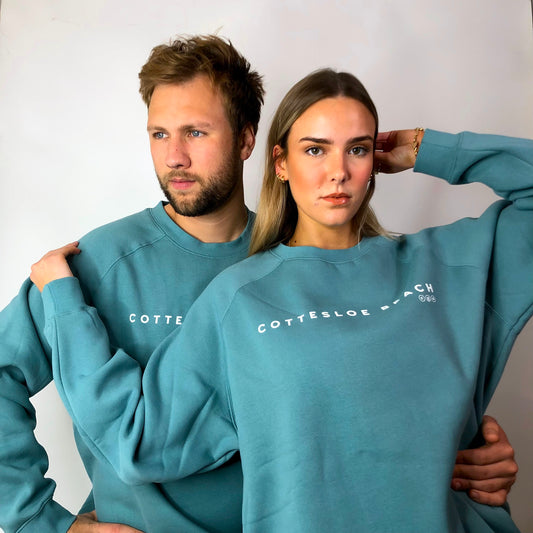 Slate Green Premium Unisex Crew Neck - White Text