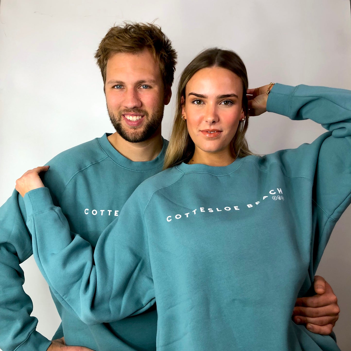 Slate Green Premium Unisex Crew Neck - White Text